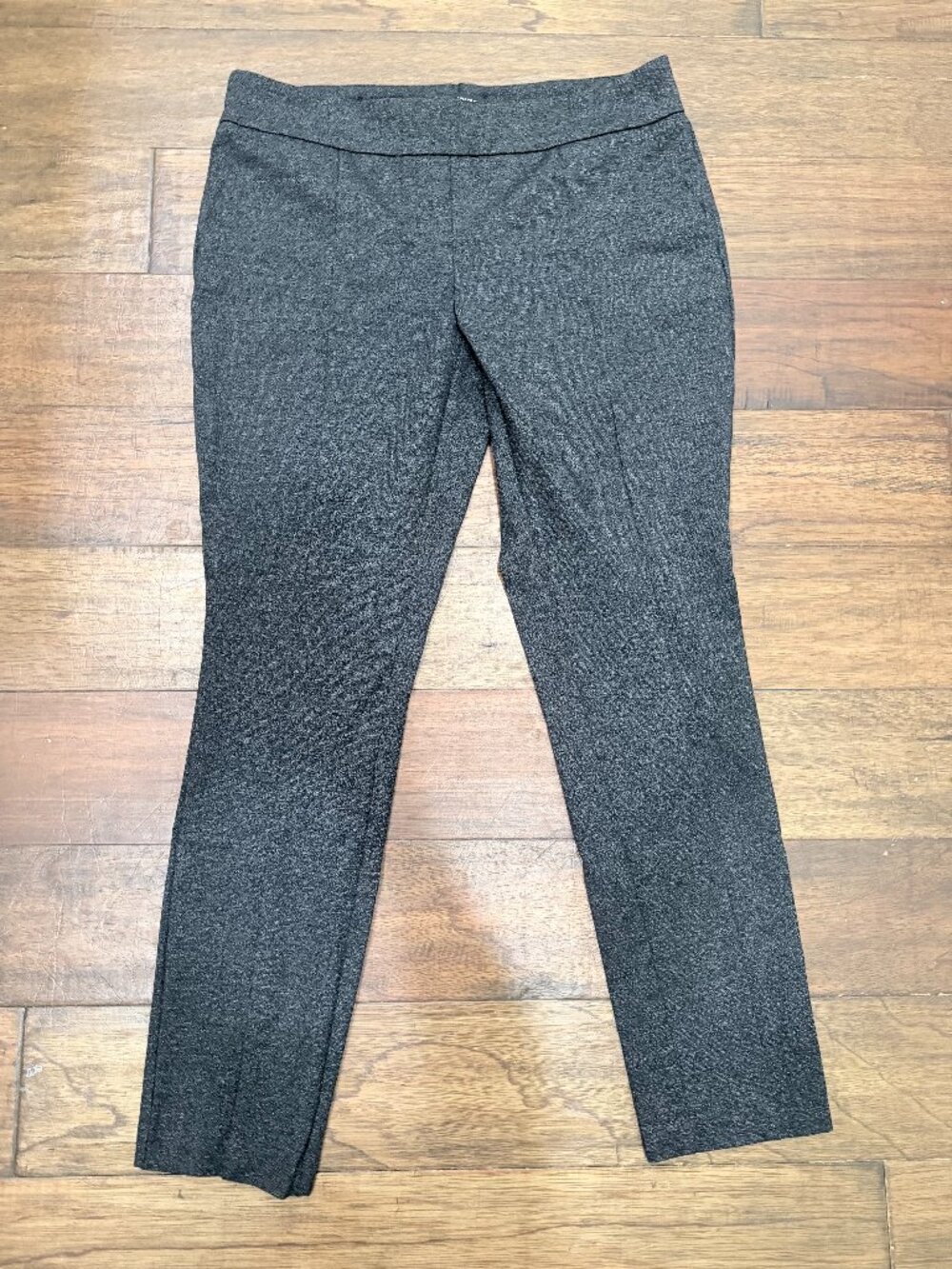 Hilary Radley Large Charcoal Heather Pull On Straight Leg Dress Pants Stretch